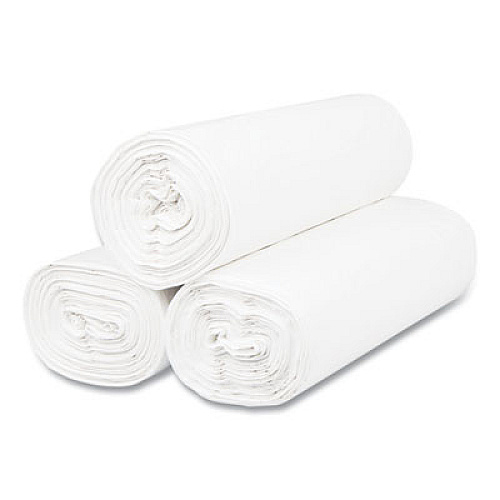 Inteplast Group High-Density Commercial Can Liners, 55 gal, 17 mic, 36" x 60", Clear, Interleaved Roll, 25 Bags/Roll, 8 Rolls/Carton (S366017N)