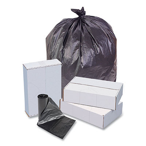 Inteplast Group High-Density Commercial Can Liners, 55 gal, 22.1 mic, 36" x 60", Black, Interleaved Roll, 25 Bags/Roll, 6 Rolls/Carton (S366022K)
