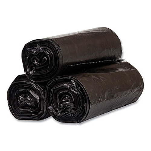 Inteplast Group High-Density Commercial Can Liners, 60 gal, 17 mic, 38" x 60", Black, Interleaved Roll, 25 Bags/Roll, 8 Rolls/Carton (S386017K)