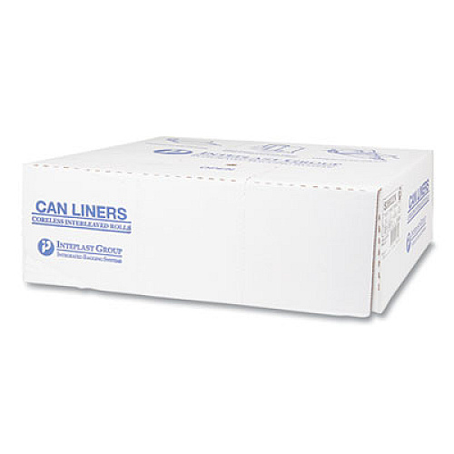 Inteplast Group High-Density Commercial Can Liners, 60 gal, 22 mic, 38" x 60", Clear, Interleaved Roll, 25 Bags/Roll, 6 Rolls/Carton (S386022N)