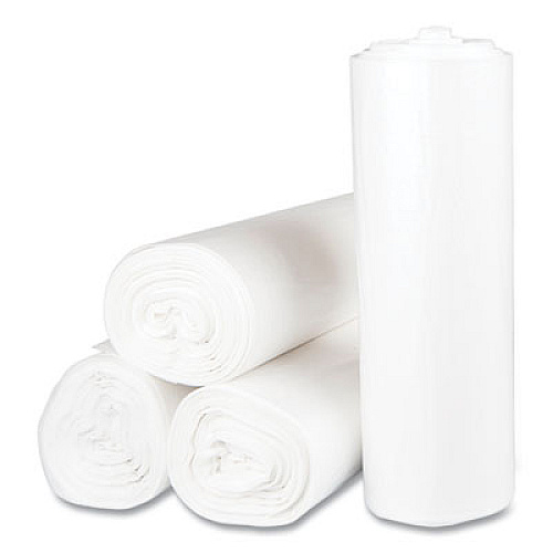 Inteplast Group High-Density Commercial Can Liners, 45 gal, 12 mic, 40" x 48", Clear, Interleaved Roll, 25 Bags/Roll, 10 Rolls/Carton (S404812N)