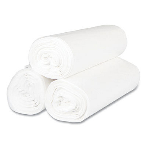 Inteplast Group High-Density Commercial Can Liners, 45 gal, 12 mic, 40" x 48", Clear, Interleaved Roll, 25 Bags/Roll, 10 Rolls/Carton (S404812N)