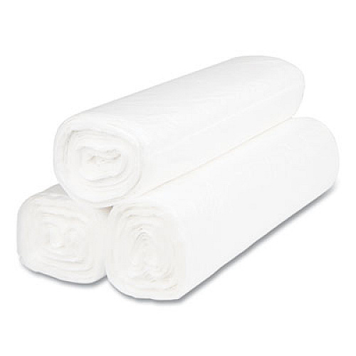 Inteplast Group High-Density Commercial Can Liners, 45 gal, 14 mic, 40" x 48", Clear, Interleaved Roll, 25 Bags/Roll, 10 Rolls/Carton (S404814N)