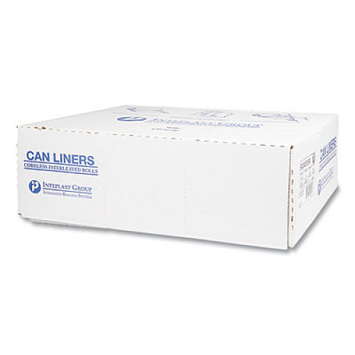 Inteplast Group High-Density Commercial Can Liners, 45 gal, 16 mic, 40" x 48", Black, Interleaved Roll, 25 Bags/Roll, 10 Rolls/Carton (S404816K)