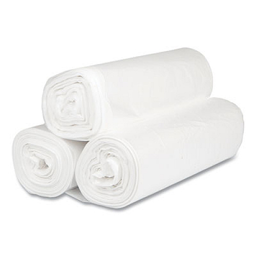 Inteplast Group High-Density Commercial Can Liners, 45 gal, 16 mic, 40" x 48", Clear, Interleaved Roll, 25 Bags/Roll, 10 Rolls/Carton (S404816N)
