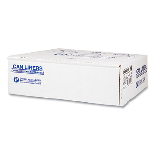 Inteplast Group High-Density Commercial Can Liners, 45 gal, 22 mic, 40" x 48", Black, Interleaved Roll, 25 Bags/Roll, 6 Rolls/Carton (S404822K)