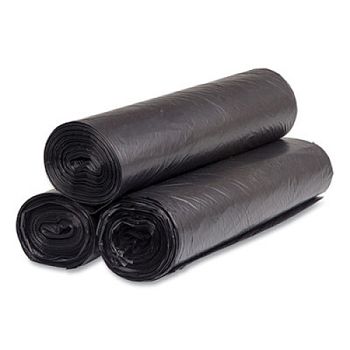 Inteplast Group High-Density Commercial Can Liners, 56 gal, 16 mic, 43" x 48", Black, Interleaved Roll, 25 Bags/Roll, 8 Rolls/Carton (S434816K)