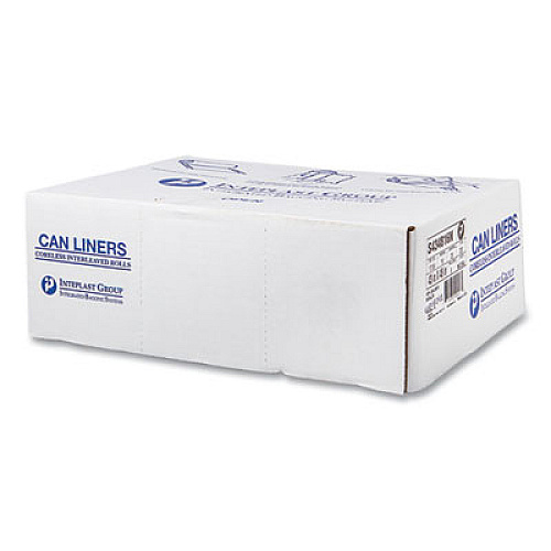Inteplast Group High-Density Commercial Can Liners, 56 gal, 16 mic, 43" x 48", Natural, Interleaved Roll, 25 Bags/Roll, 8 Rolls/Carton (S434816N)