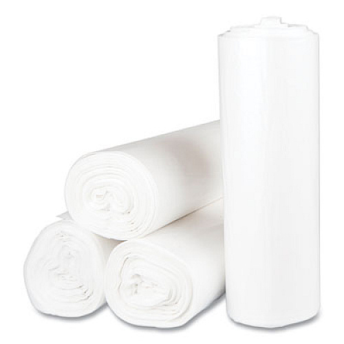 Inteplast Group High-Density Commercial Can Liners, 56 gal, 17 mic, 43" x 48", Clear, Interleaved Roll, 25 Bags/Roll, 8 Rolls/Carton (S434817N)