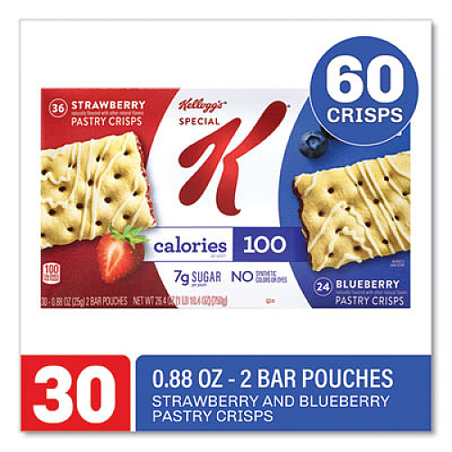 Kellogg's Special K Pastry Crisps, (36) Strawberry; (24) Blueberry, 0.88 oz, 2/Pouch, 30 Pouches/Carton (22001007)