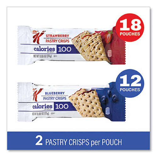 Kellogg's Special K Pastry Crisps, (36) Strawberry; (24) Blueberry, 0.88 oz, 2/Pouch, 30 Pouches/Carton (22001007)