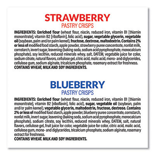 Kellogg's Special K Pastry Crisps, (36) Strawberry; (24) Blueberry, 0.88 oz, 2/Pouch, 30 Pouches/Carton (22001007)