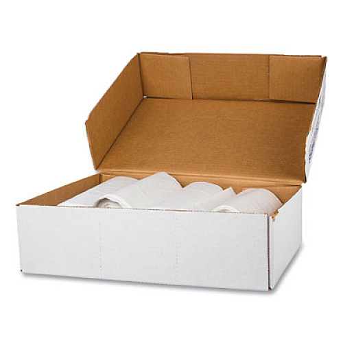 Inteplast Group High-Density Commercial Can Liners, 60 gal, 12 mic, 38" x 60", Clear, Interleaved Roll, 25 Bags/Roll, 8 Rolls/Carton (S386012N)