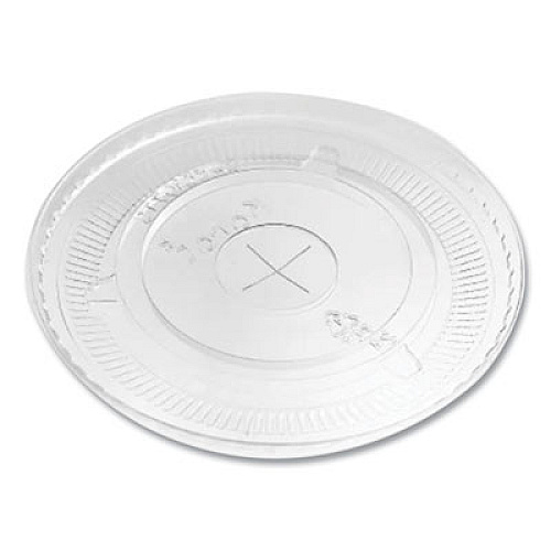 Karat PET Lids, Flat with Straw Slot, Fits 32 oz Cold Cups, Plastic, Clear, 500/Carton (CKC107TS)