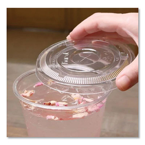 Karat PET Lids, Flat with Straw Slot, Fits 12 oz to 24 oz Cold Cups, Plastic, Clear, 1,000/Carton (CKC626TS)