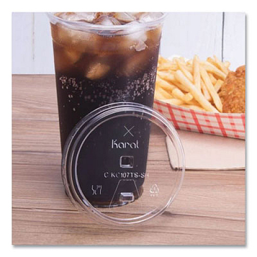 Karat PET Lids, Strawless Sipper, Fits 32 oz Cold Cups, Plastic, Clear, 1,000/Carton (CKC107TSSH)