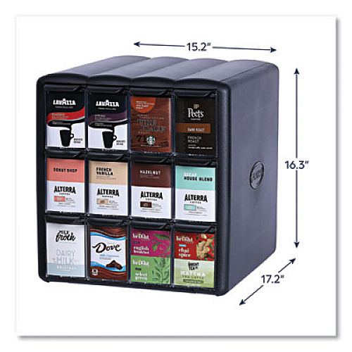 FLAVIA Four Column Merchandiser, 12 Compartments, 15.2 x 17.2 x 16.3, Black (25200002)