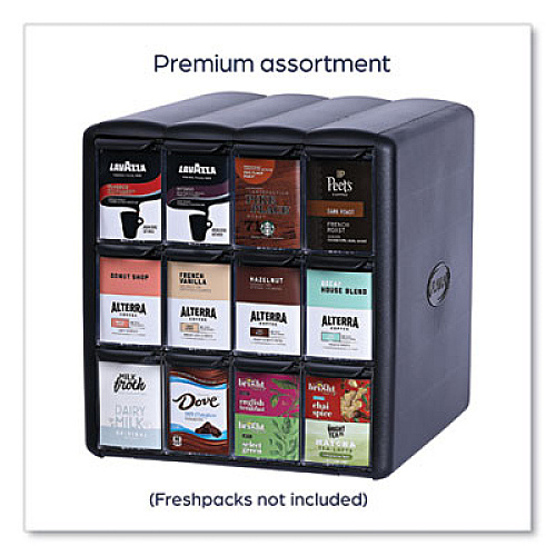 FLAVIA Four Column Merchandiser, 12 Compartments, 15.2 x 17.2 x 16.3, Black (25200002)