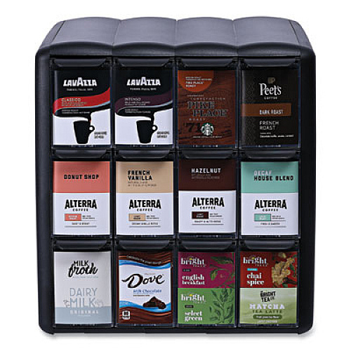 FLAVIA Four Column Merchandiser, 12 Compartments, 15.2 x 17.2 x 16.3, Black (25200002)