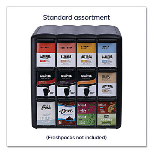 FLAVIA Four Column Merchandiser, 12 Compartments, 15.2 x 17.2 x 16.3, Black (25200002)