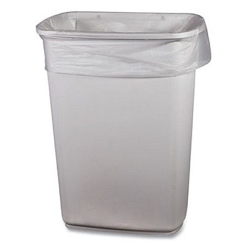 Boardwalk Low-Density Waste Can Liners, 23 gal, 0.9 mil, 28" x 45", Clear, Perforated Roll, 25 Bags/Roll, 8 Rolls/Carton (2845SJC)