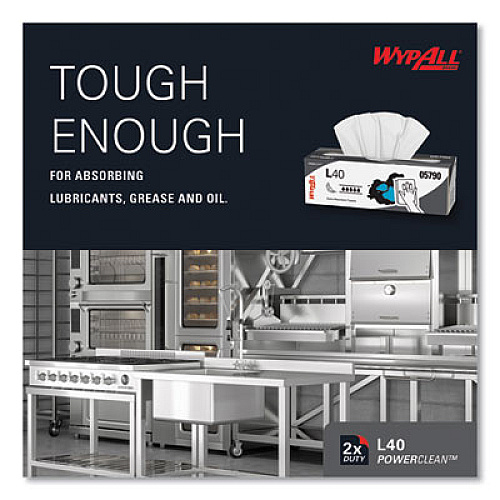 WypAll L40 Towels, POP-UP Box, 16.4 x 9.8, White, 100/Box, 9 Boxes/Carton (05790)