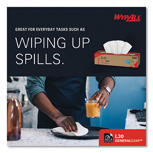WypAll L30 Towels, POP-UP Box, 16.4 x 9.8, White, 100/Box, 8 Boxes/Carton (05800)