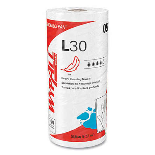 WypAll L30 Towels, 11 x 10.4, White, 70 Sheets/Roll (05843CT)