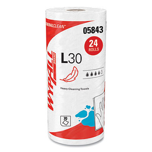 WypAll L30 Towels, 11 x 10.4, White, 70 Sheets/Roll (05843CT)