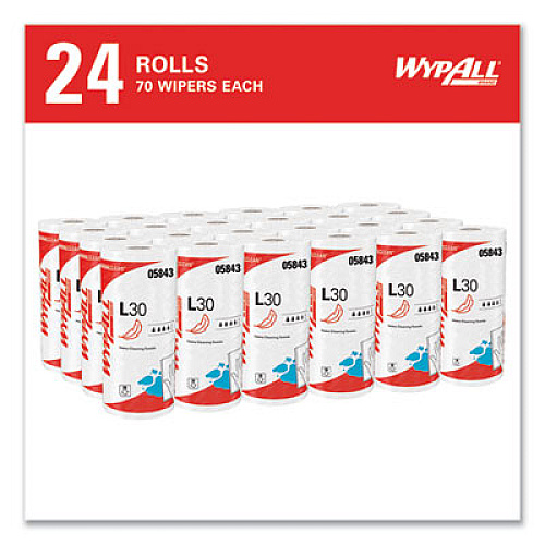 WypAll L30 Towels, 11 x 10.4, White, 70 Sheets/Roll (05843CT)