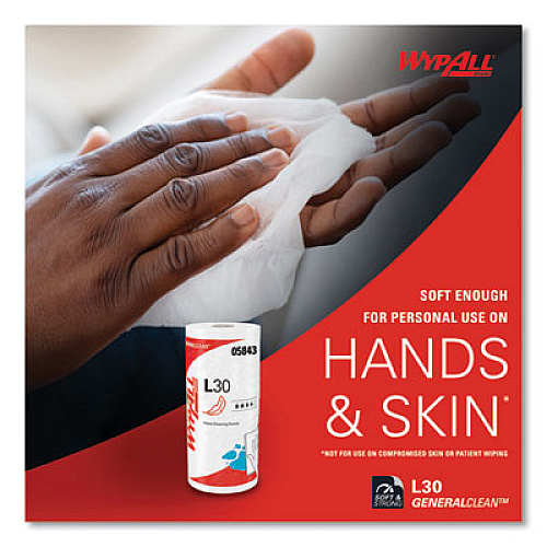 WypAll L30 Towels, 11 x 10.4, White, 70 Sheets/Roll (05843CT)