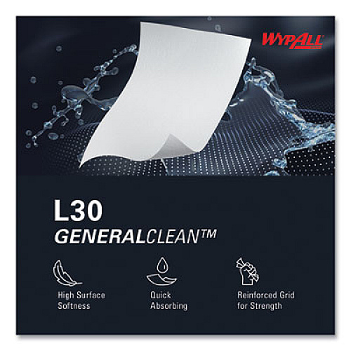 WypAll L30 Towels, 11 x 10.4, White, 70 Sheets/Roll (05843CT)