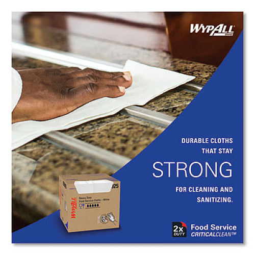 WypAll X70 Foodservice Towels, Kimfresh Antimicrobial, 12.5 x 23.5, Unscented, White, 300/Carton (05925)