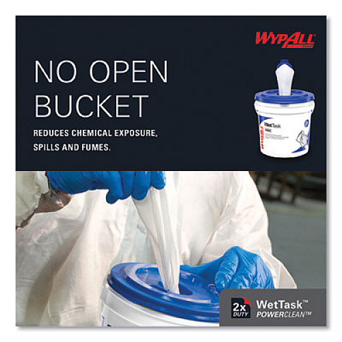 WypAll Power Clean Wipers for Solvents WetTask Customizable Wet Wiping System, Wipers Only, 9 x 15, White, 275/Roll, 2 Rolls/Carton (06006)