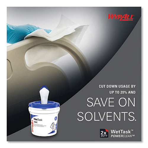 WypAll Power Clean Wipers for Solvents WetTask Customizable Wet Wiping System, Wipers Only, 9 x 15, White, 275/Roll, 2 Rolls/Carton (06006)