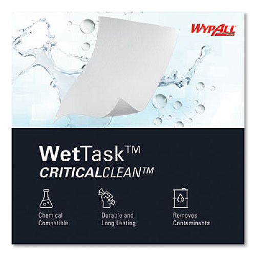 WypAll Critical Clean Wipers for Bleach, Disinfectants, Sanitizers WetTask Customizable Wet Wiping System, w/Bucket,140/Roll, 6/CT (06411)