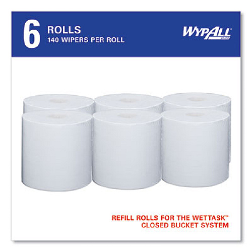 WypAll Critical Clean Wipers for Bleach, Disinfectants, Sanitizers WetTask Customizable Wet Wiping System, 90/Roll, 6 Rolls/Carton (06471)