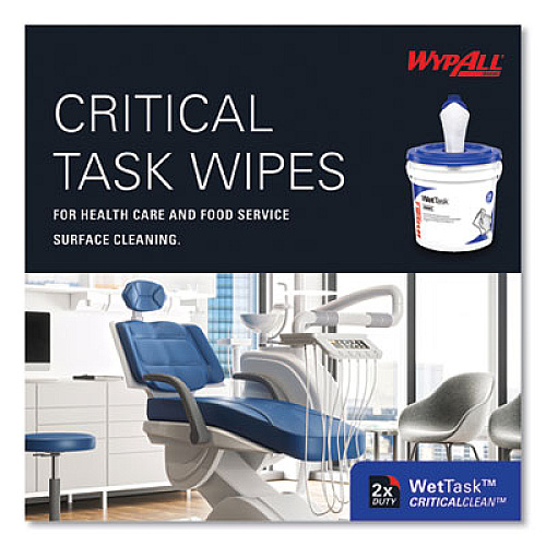 WypAll Critical Clean Wipers for Bleach, Disinfectants, Sanitizers WetTask Customizable Wet Wiping System, 90/Roll, 6 Rolls/Carton (06471)