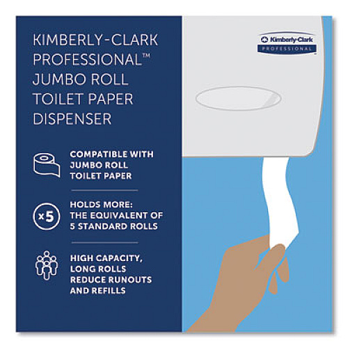 Kimberly-Clark Professional* JRT Jr. Escort Jumbo Roll Bath Tissue Dispenser, 16 x 5.75 x 13.88, Pearl White (09508)