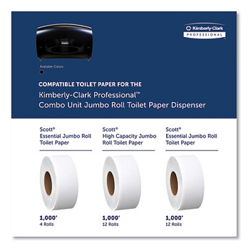 Kimberly-Clark Professional* Cored JRT Jumbo Combination Tissue Dispenser, 20.4 x 5.8 x 13.1, Smoke/Gray (09551)