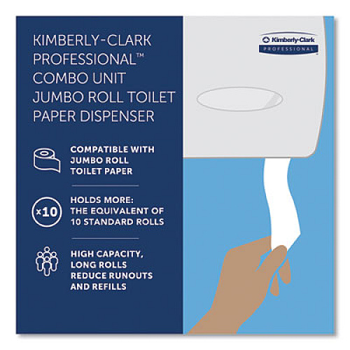 Kimberly-Clark Professional* Cored JRT Jumbo Combination Tissue Dispenser, 20.4 x 5.8 x 13.1, Smoke/Gray (09551)