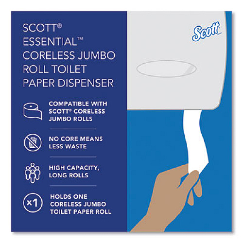 Scott Essential Coreless Jumbo Roll Tissue Dispenser, 14.25 x 6 x 9.75, White (09603)