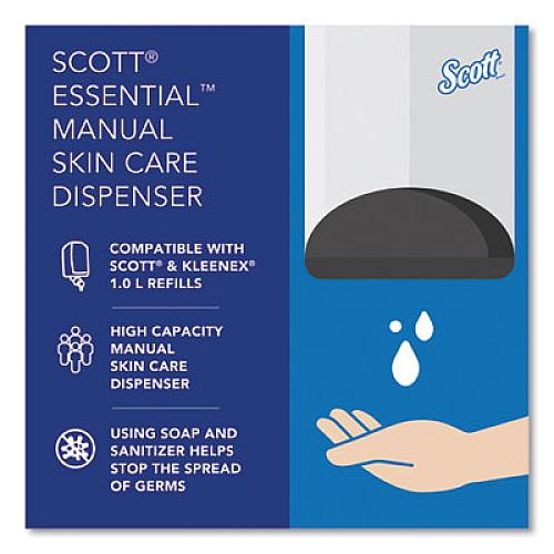 Scott Essential Manual Skin Care Dispenser, For Traditional Business, 1,000 mL, 5 x 5.25 x 8.38, Black (92145)
