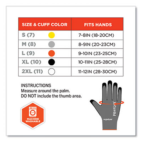 ergodyne ProFlex 7043 ANSI A4 Nitrile Coated CR Gloves, EN388: 4X42D, 9" Long, X-Large, Gray, 12 Pairs (10515)