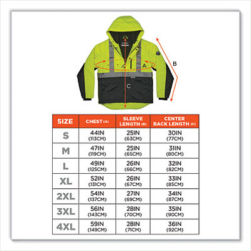 ergodyne GloWear 8275 Class 2 Heavy-Duty Hi-Vis Workwear Sherpa Lined Jacket, Large, Lime (23974)