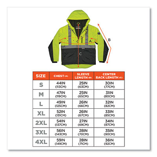 ergodyne GloWear 8275 Class 2 Heavy-Duty Hi-Vis Workwear Sherpa Jacket, 4X-Large, Lime (23978)