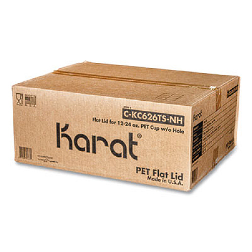 Karat PET Lids, No Hole Flat Lid, 12 oz to 24 oz Cold Cups, Plastic, Clear, 1,000/Carton (CKC626TSNH)
