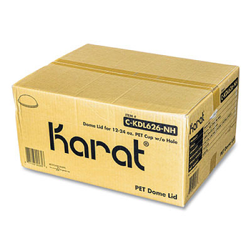 Karat PET Lids, No Hole Dome Lid, Fits 12 oz to 24 oz Cold Cups, Plastic, Clear, 1,000/Carton (CKDL626NH)