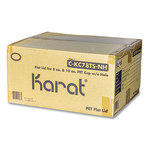 Karat PET Lids, No Hole Flat Lid, Fits 8 oz to 10 oz Cold Cups, Plastic, Clear, 1,000/Carton (CKC78TSNH)