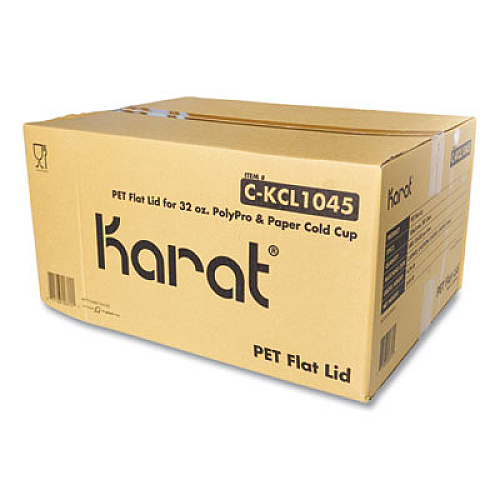 Karat PET Lids, Flat Lid, Fits 32 oz Cold Cups, Plastic, Clear, 600/Carton (KRTCKCL1045)